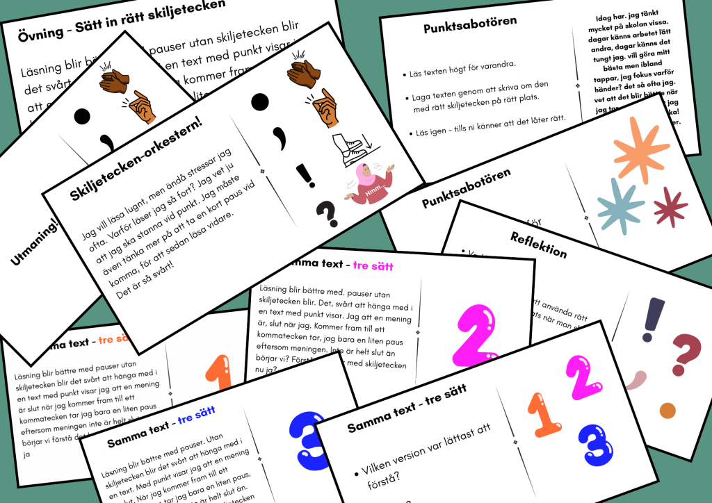 Skiljetecken (presentation, övningar, lektionsplanering/instruktioner)