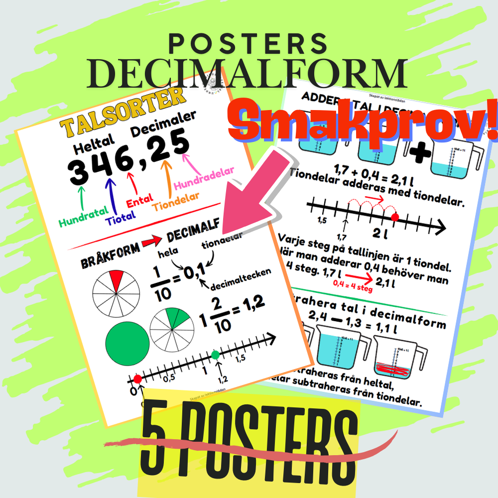 Smakprov Posters och lathundshäfte om tal i decimalform