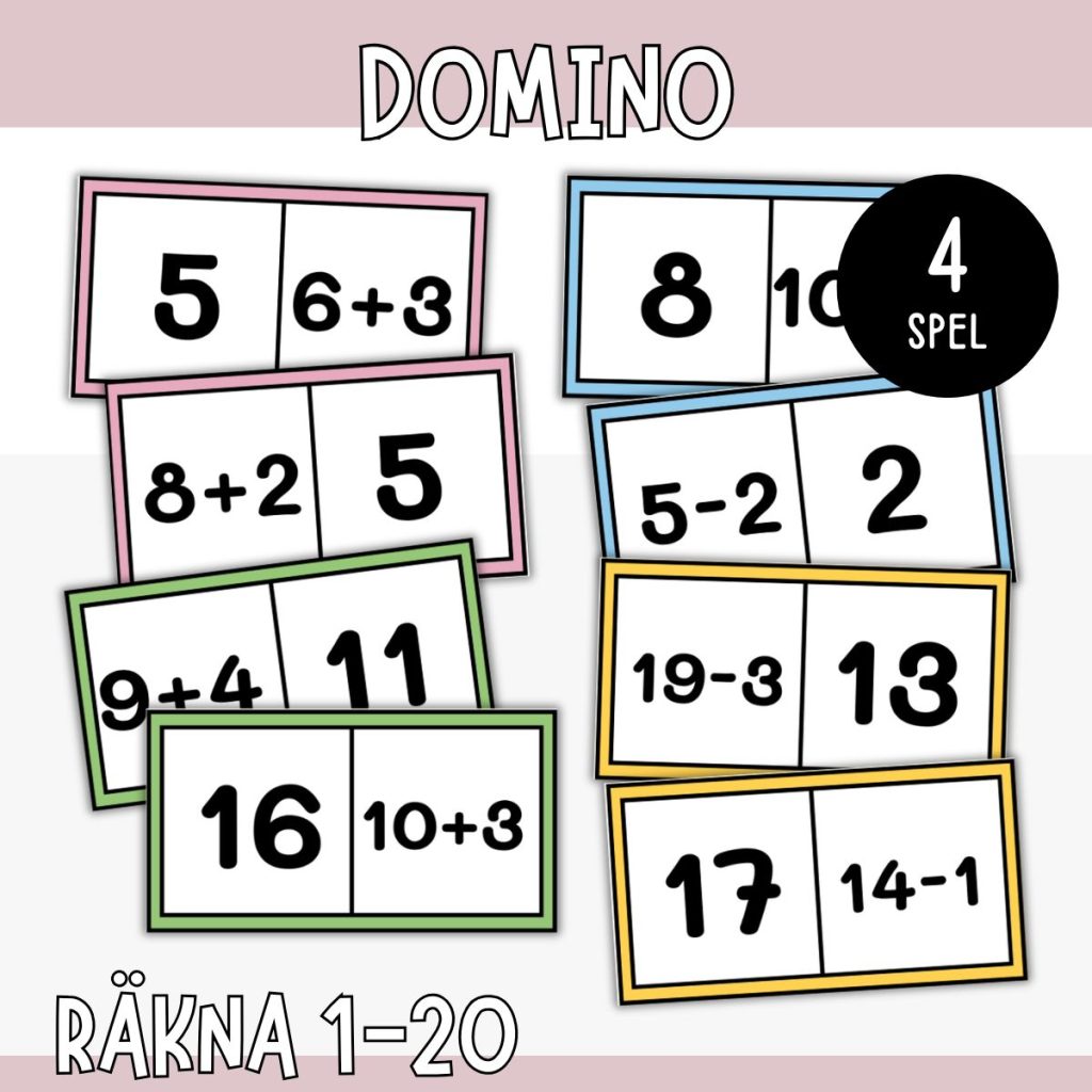 Dominospel matematik – Addition och subtraktion 1–20