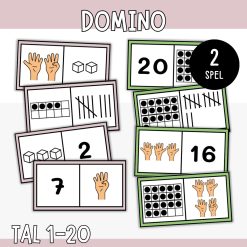 Dominospel matematik 1–20 - Matcha tal och antal