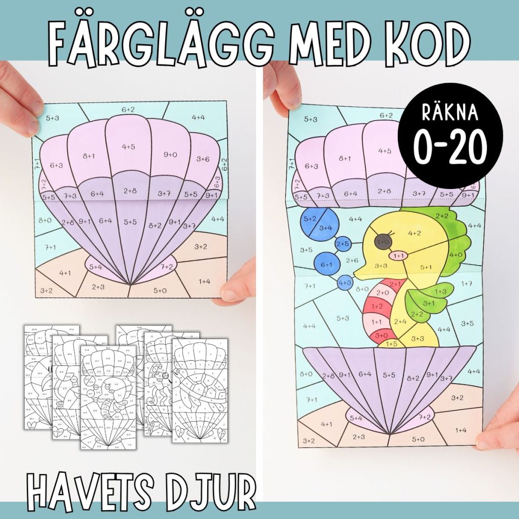 Mattepyssel havet – Räkna och färglägg 1–20