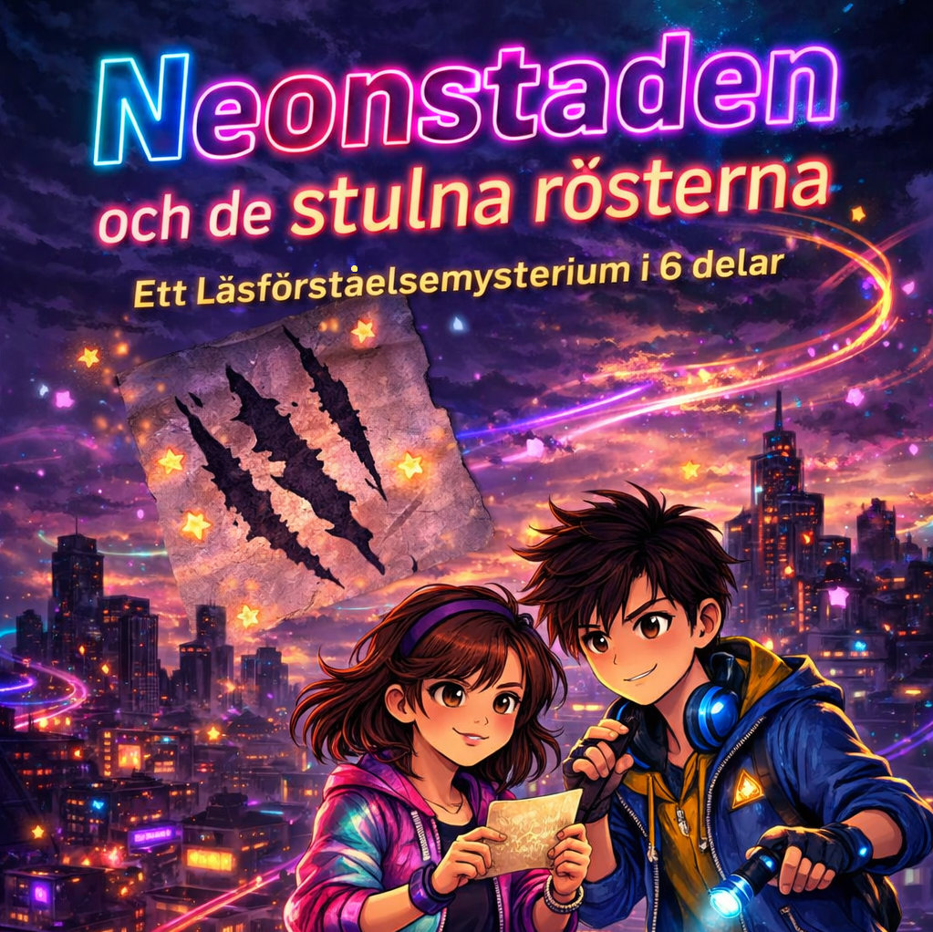 Neonstaden och de stulna rösterna (läsförståelsemysterium)