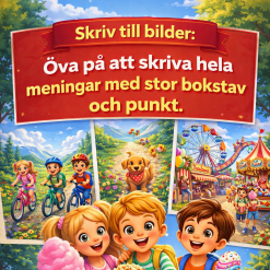 Skrivglädje med bilder – träna hela meningar på ett roligt sätt!