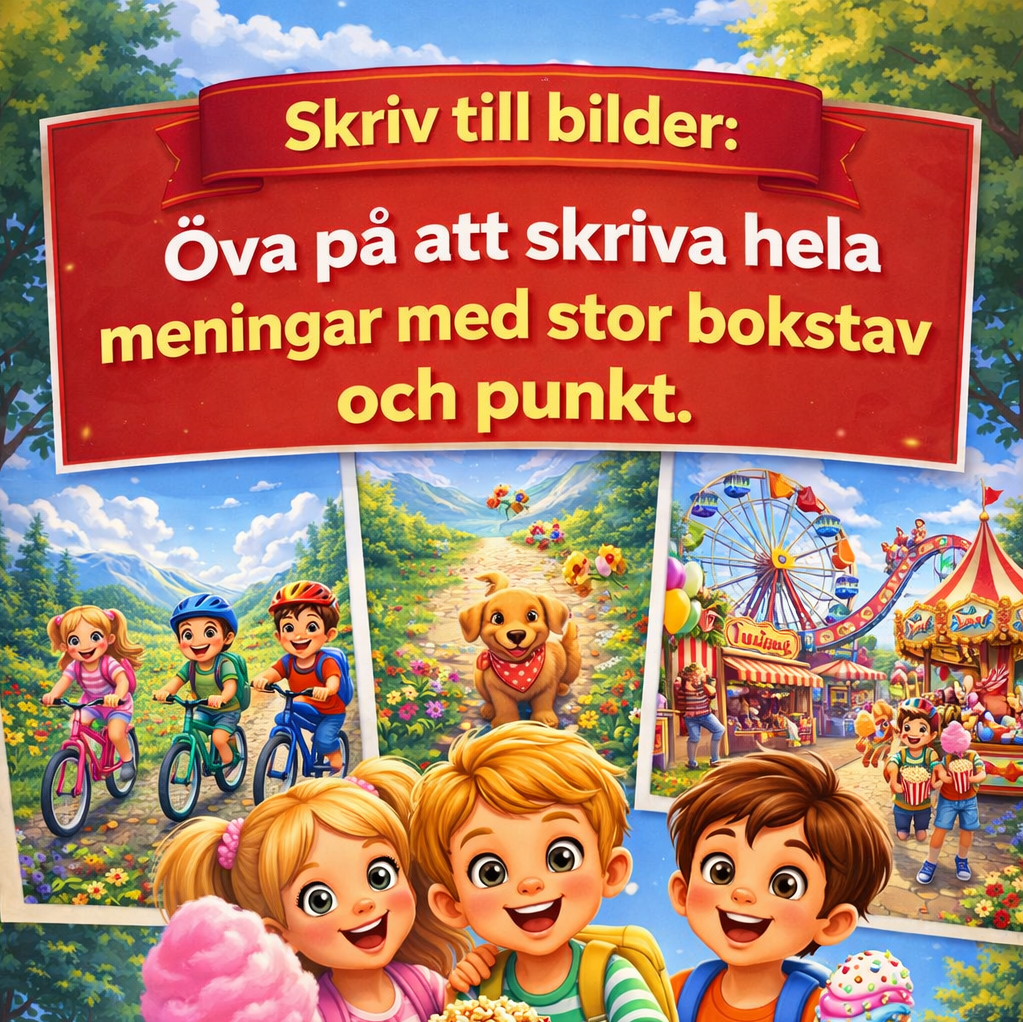 Skrivglädje med bilder – träna hela meningar på ett roligt sätt!