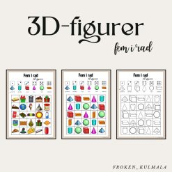 Mattespel: Fem i rad 3D-figurer