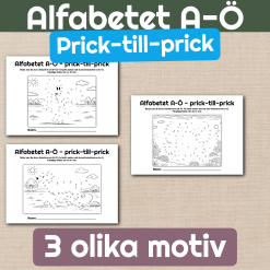 Alfabetet A–Ö – Prick-till-prick (STORA + små bokstäver)