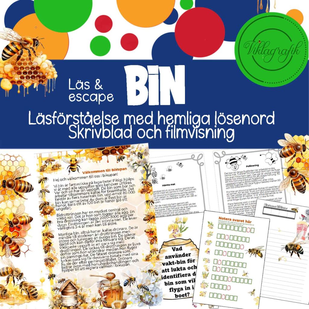 BIN del 2 – Läs & escape – Läsförståelse med 2 kodade lösenord samt skrivblad