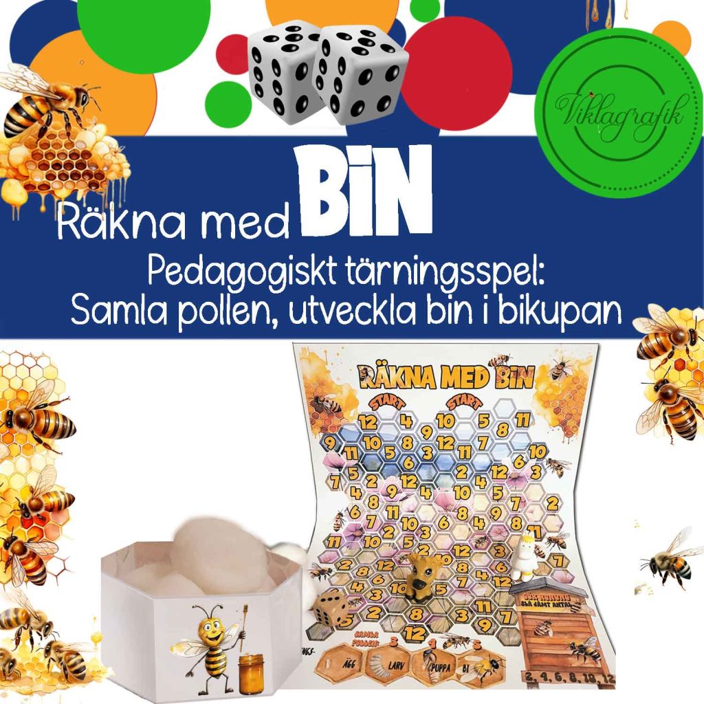 BIN del 1 – Räkna med bin – Tärningsspel – Biets livscykel