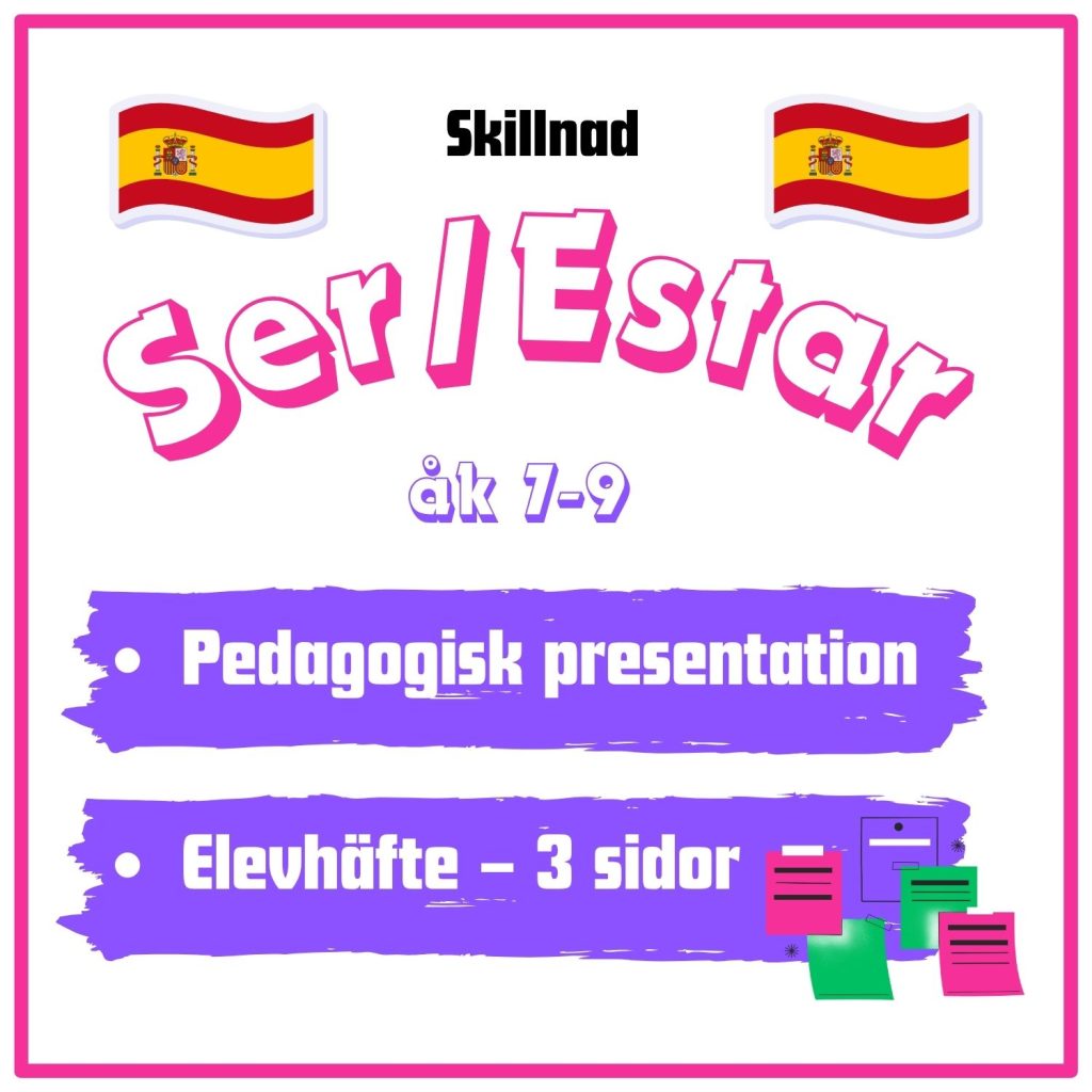 Spanska komplett lektion- presentation om skillnaden på Ser/Estar + häfte med övningar