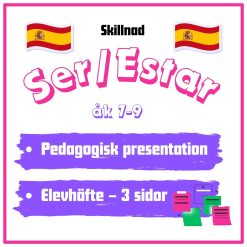 Spanska komplett lektion- presentation om skillnaden på Ser/Estar + häfte med övningar