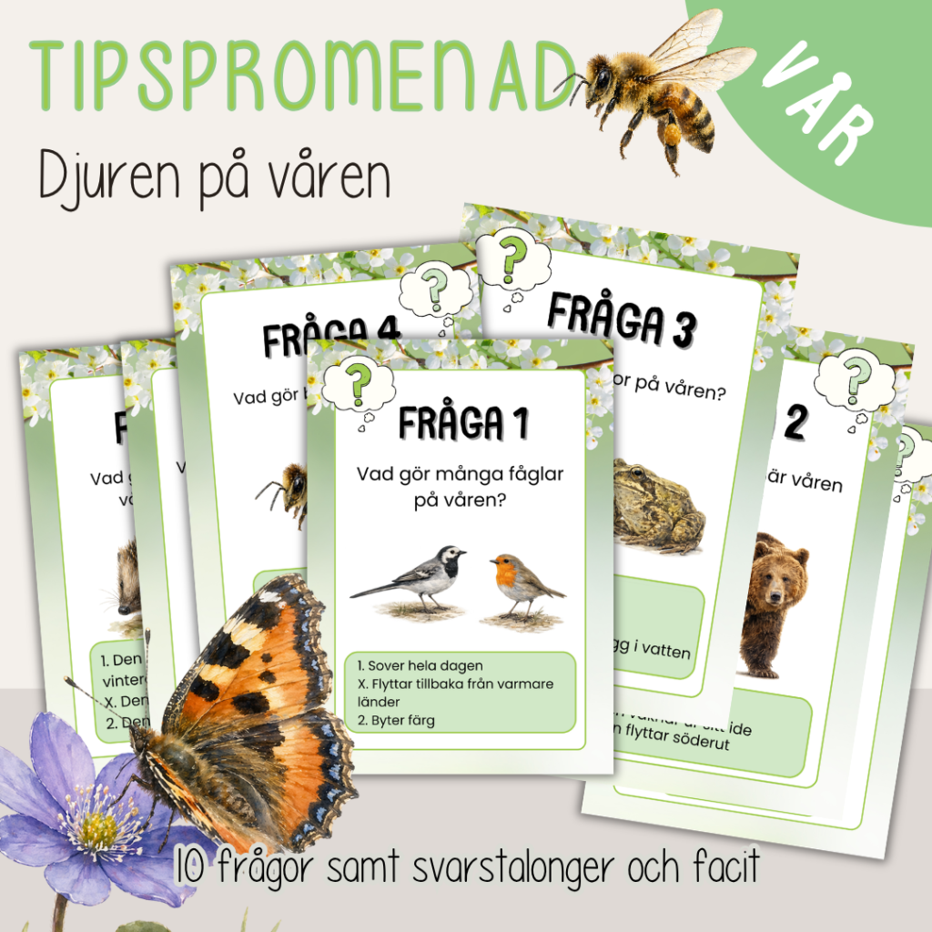Vår – Tipspromenad med vårtema – Vad gör djuren på våren?