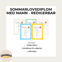 Diplom till skolavslutningen med namn - Redigerbar (Canva)