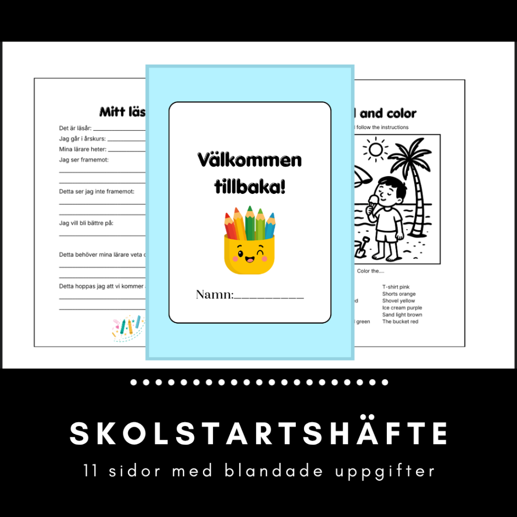 Skolstartshäfte åk 3–6 – färdigt material för skolstart med blandade arbetsblad för de första dagarna!