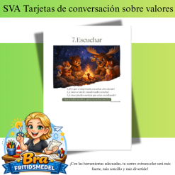 Español Tarjetas de conversación – Valores fundamentales: 10 preguntas que crean conversaciones tranquilas y significativas en actividades extraescolares Amigos del bosque Dos imágenes hoja A4