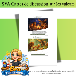 Français Cartes de discussion – Valeurs: 10 questions pour créer des échanges calmes et enrichissants en accueil périscolaire Amis de la forêt Deux images A5 sur une feuille A4