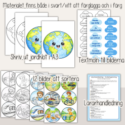 Jordens dag - Earth day - Sorteringsövning - vad är bra och dåligt för planeten