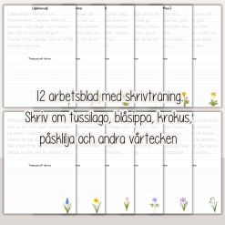Våren - Skrivträning med fakta om vårblommor - Vårtema