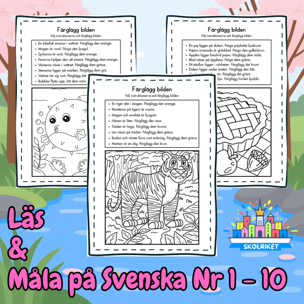 Läs och Måla på Svenska 30 Sidor