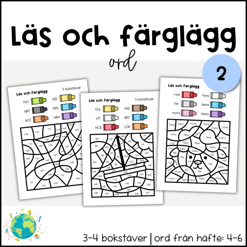 Läs och färglägg – Ord 2