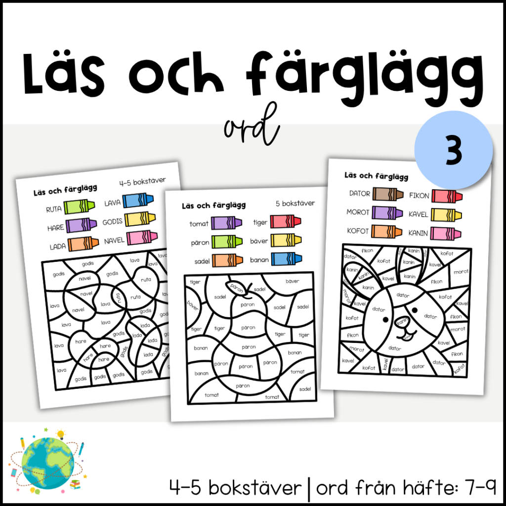 Läs och färglägg – Ord 3