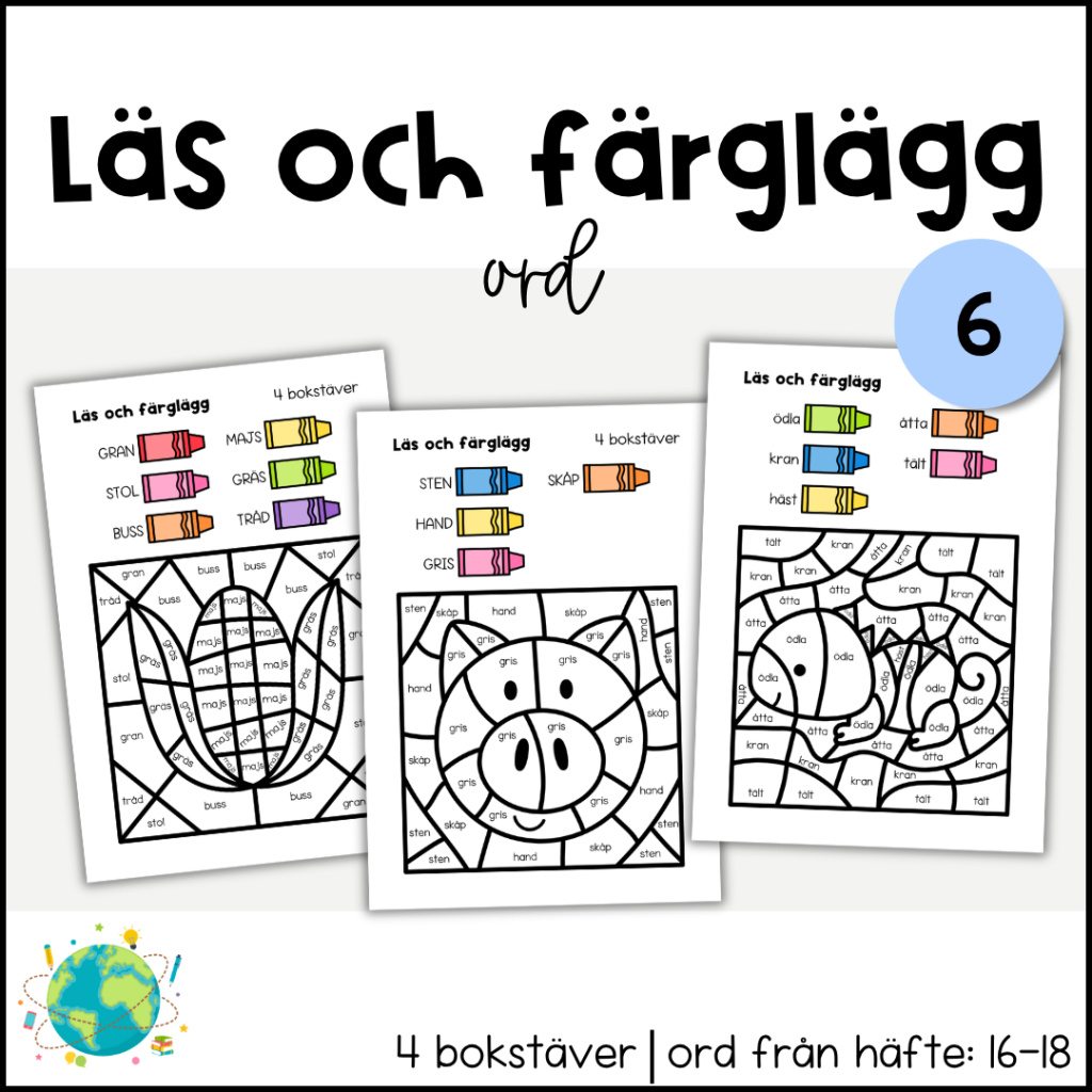 Läs och färglägg – Ord 6