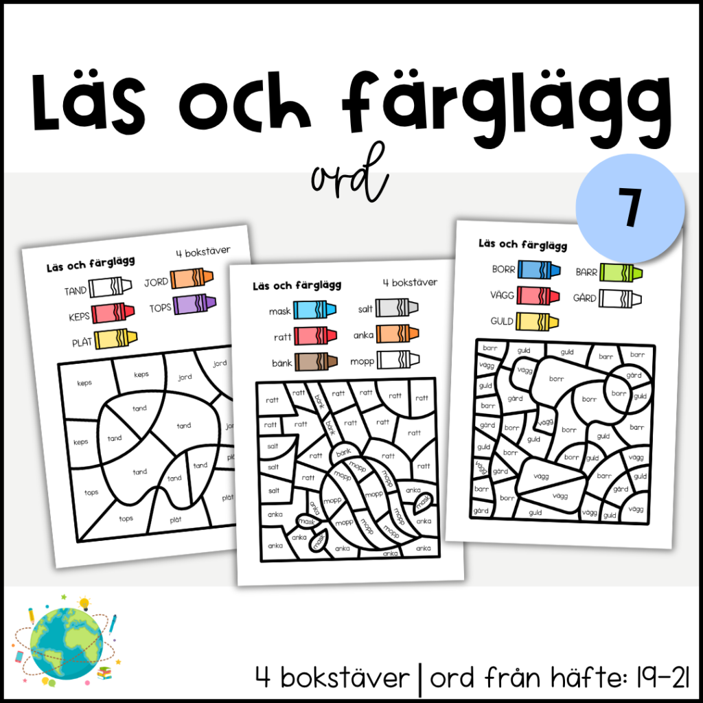 Läs och färglägg – Ord 7