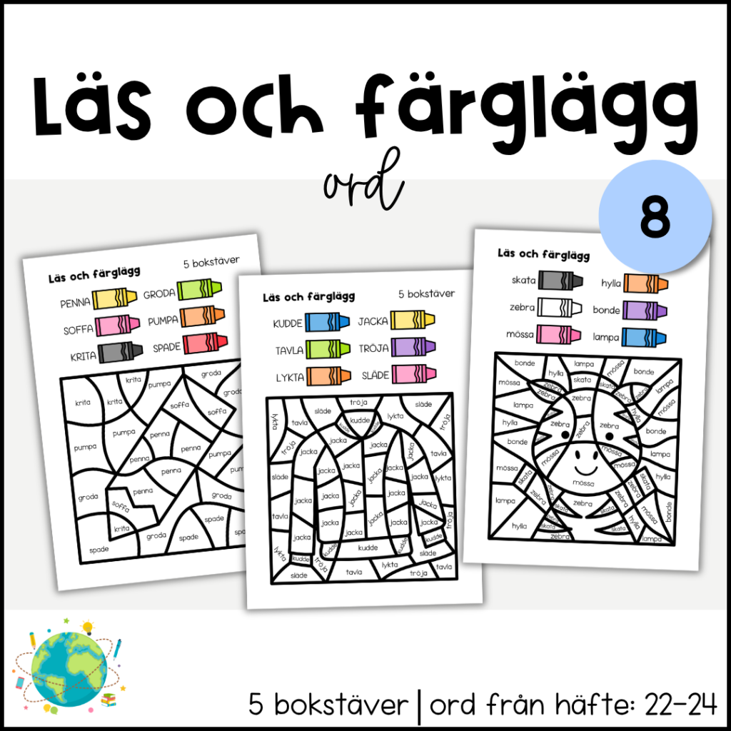 Läs och färglägg – Ord 8