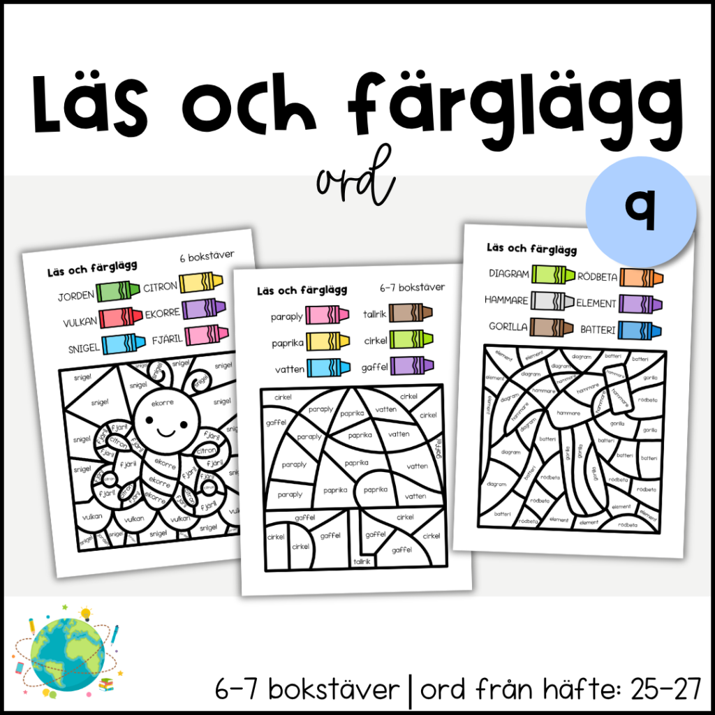 Läs och färglägg – Ord 9