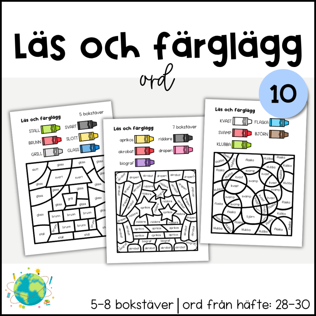 Läs och färglägg – Ord 10