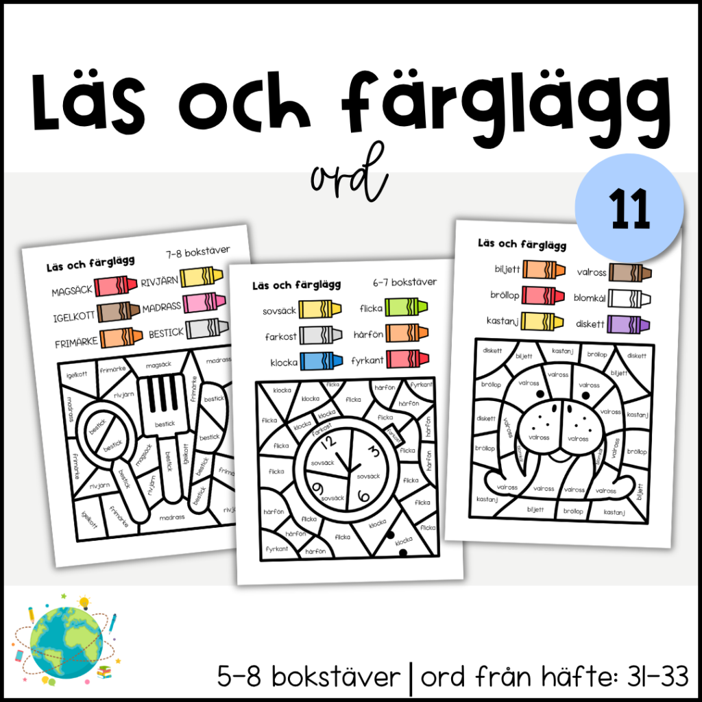 Läs och färglägg – Ord 11