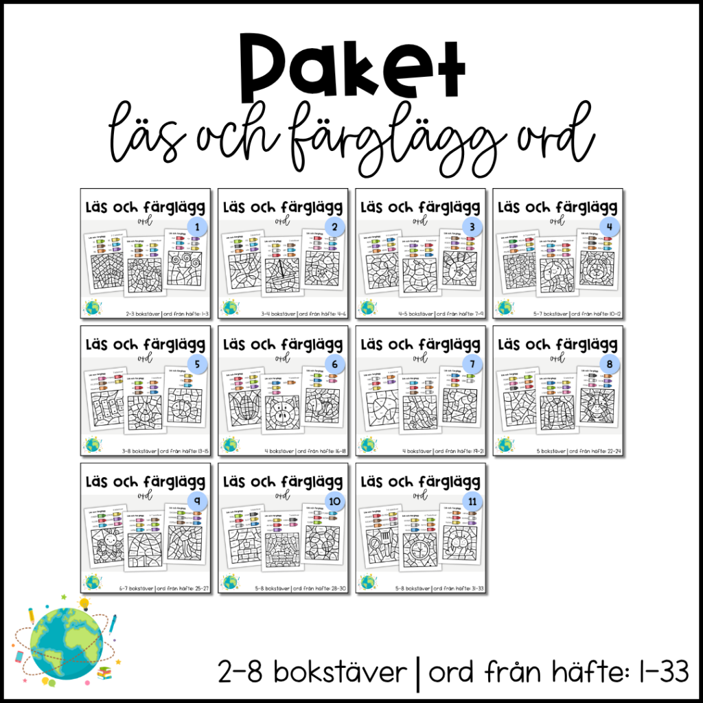 Paket – Läs och färglägg ord