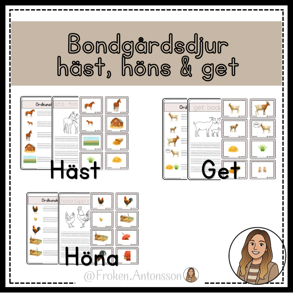 Bondgårdsdjur – häst, get och höns (miniversion)