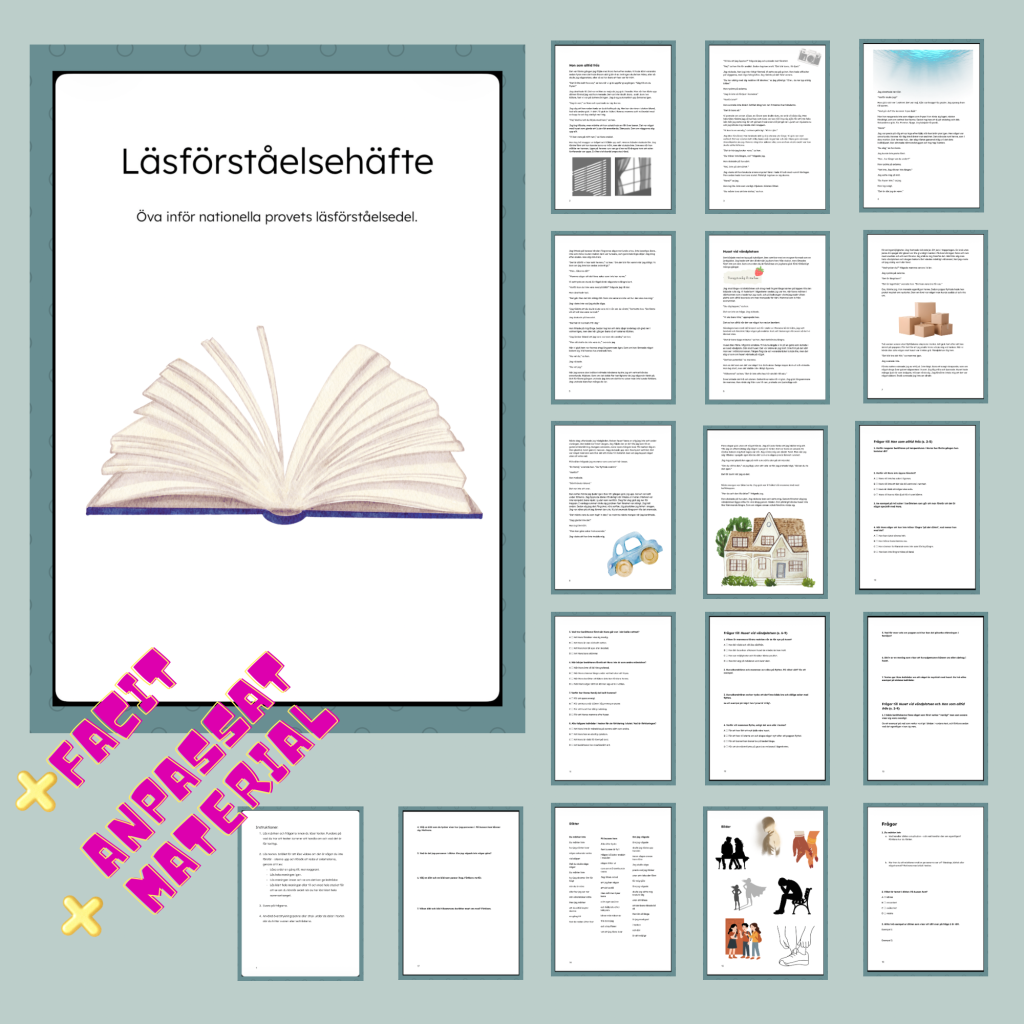 Läsförståelsehäfte med anpassat material och facit – öva inför NP