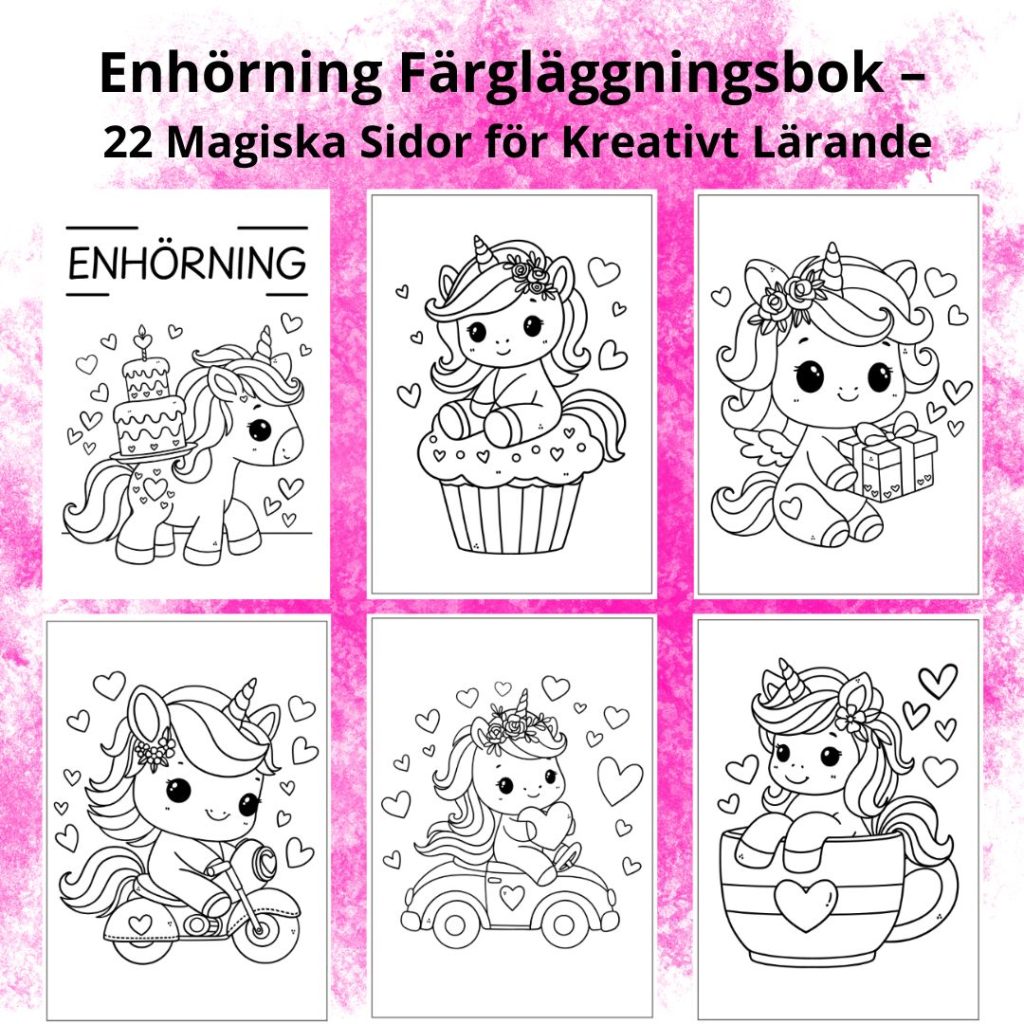 Enhörning Färgläggningsbok – 22 Magiska Sidor för Kreativt Lärande