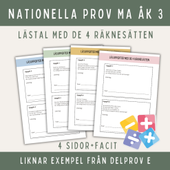 Öva inför nationella proven - de 4 räknesätten - delprov E