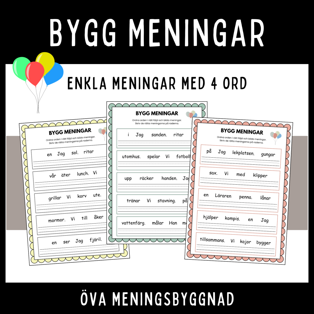 Bygg enkla meningar med 4 ord