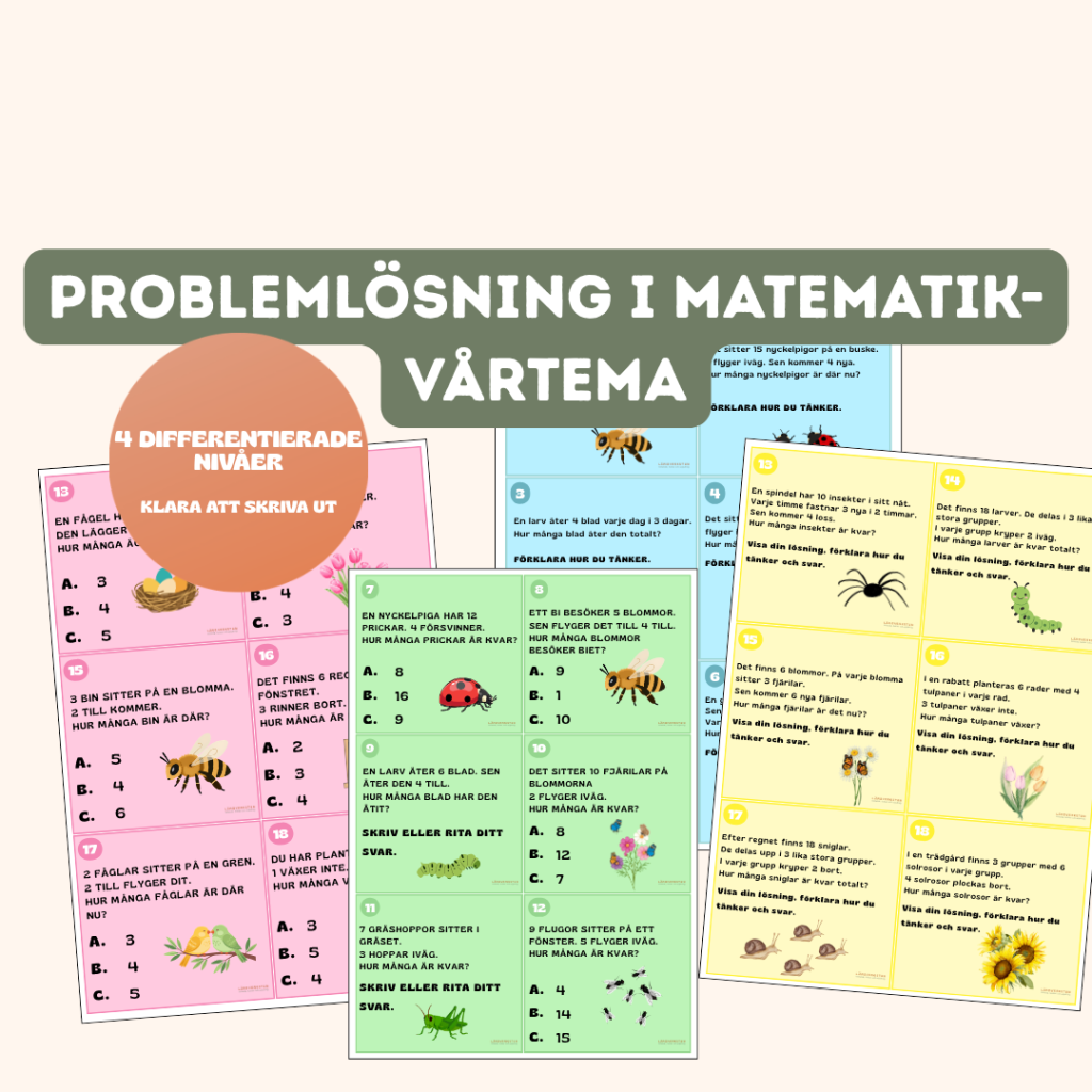 Problemlösning i matematik- Vårtema (fyra differentierade nivåer)