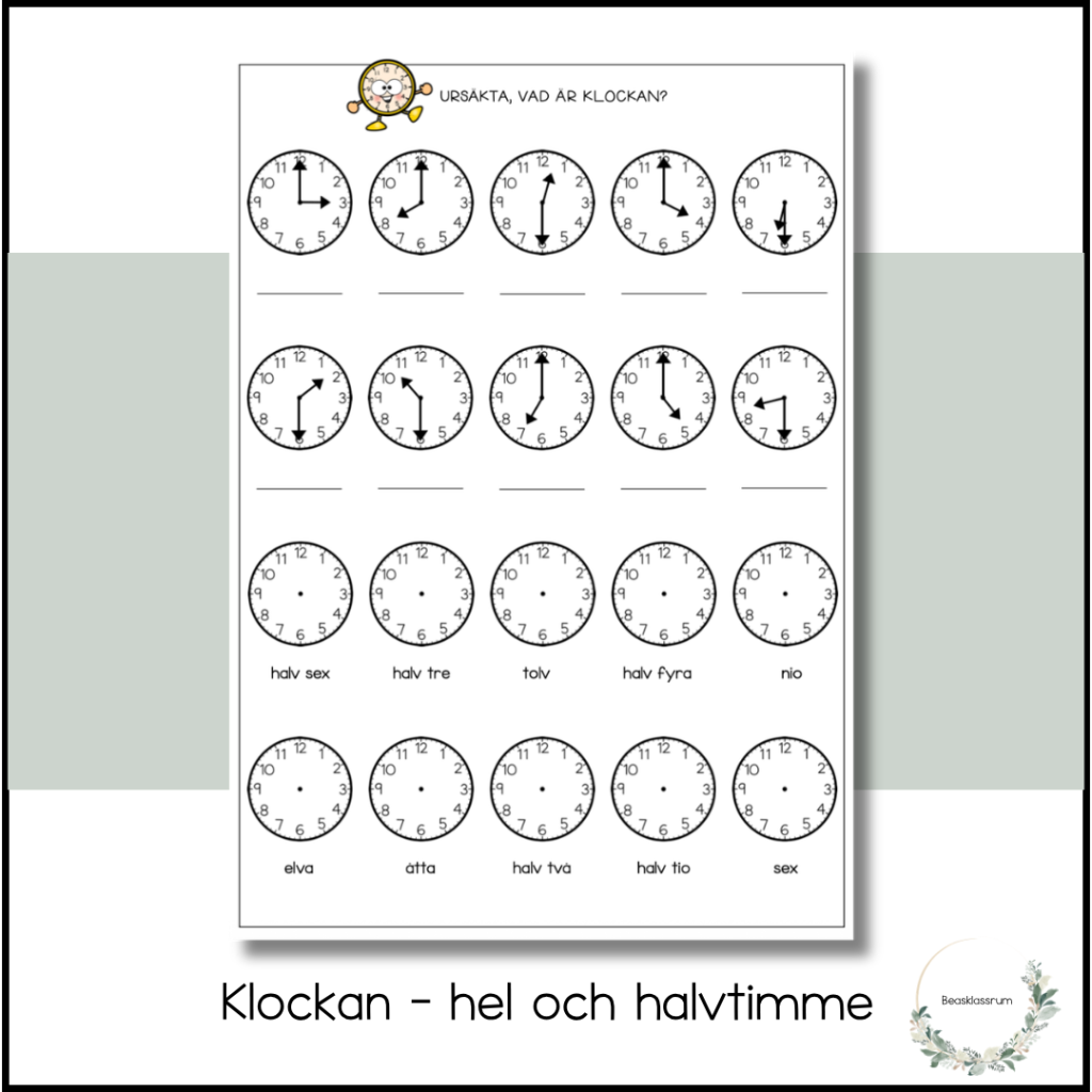 Klockan – hel och halvtimme