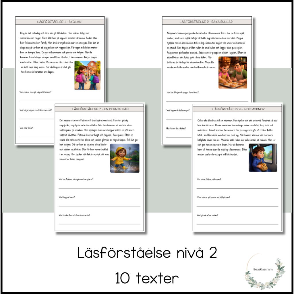 Läsförståelse 10 texter – nivå 2