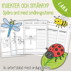 Insekter och småkryp - Spåra ord - 16 arbetsblad med olika ord