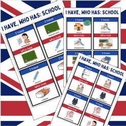 School - I have..., Who has... Game cards