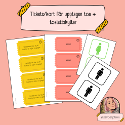 Toalettskyltar och upptaget kort/tickets