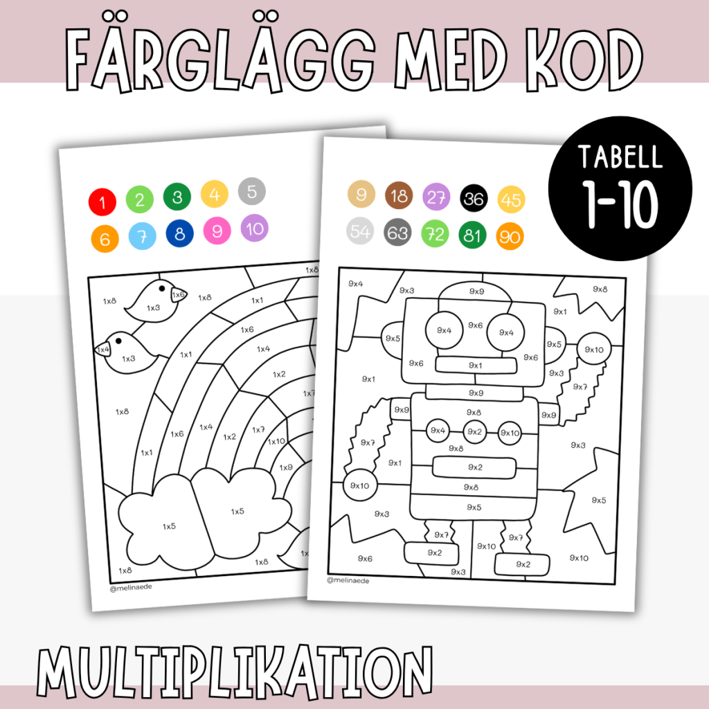 Färglägg efter kod – Multiplikation (tabell 1-10)