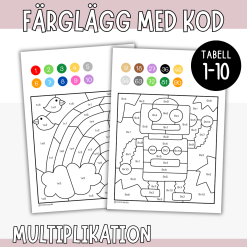 Färglägg efter kod - Multiplikation (tabell 1-10)