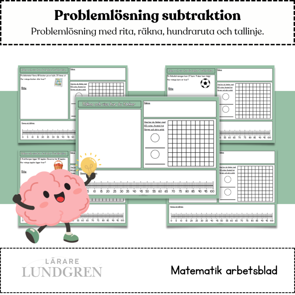 Problemlösning subtraktion – 10 arbetsblad