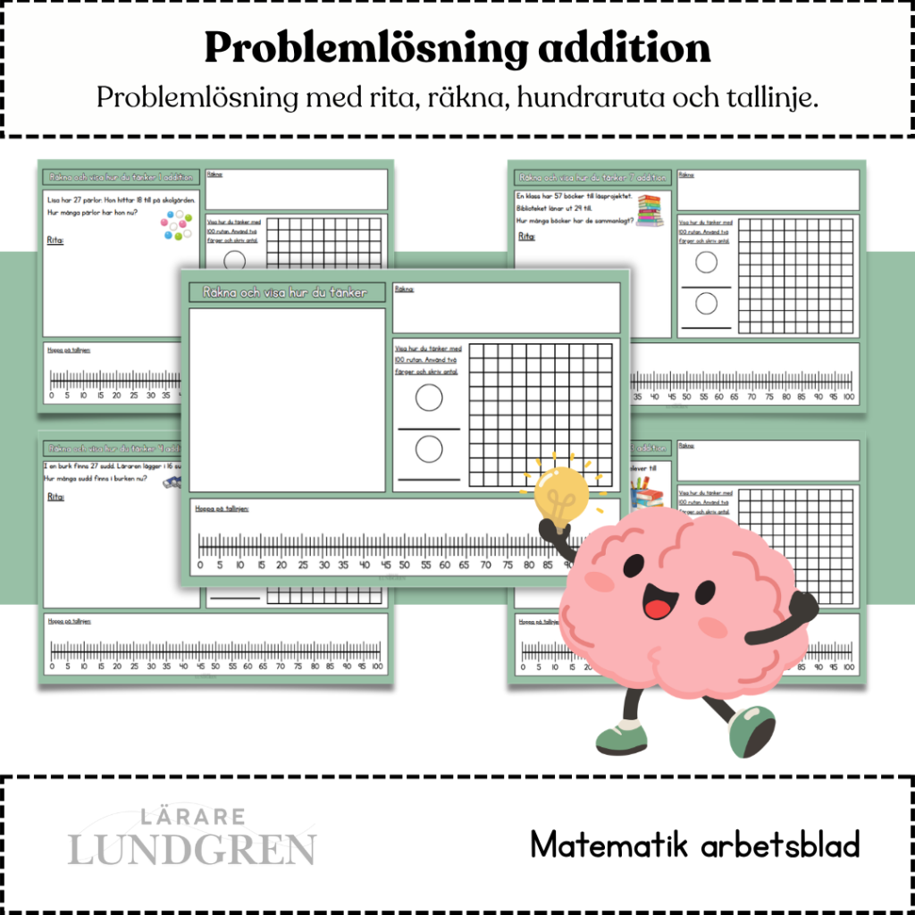 Problemlösning addition – 10 arbetsblad
