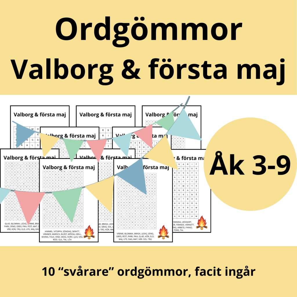 Ordgömmor: Valborg och första maj (10 st svårare)