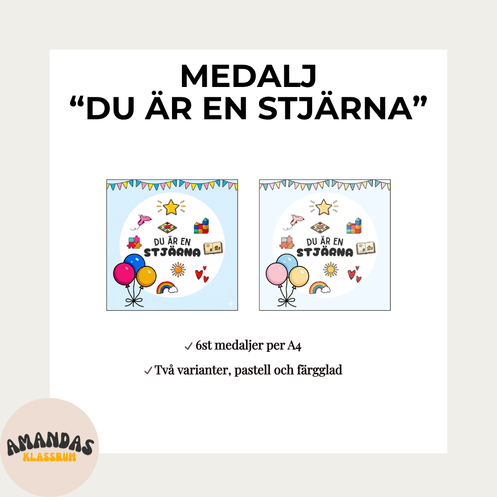 Medalj ”DU ÄR EN STJÄRNA”