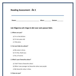 Kartläggning åk 3 Engelska - Reading Assessment Del A