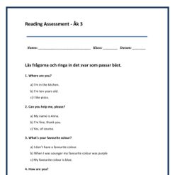 Kartläggning Engelska åk 3 - Fyrpack (Reading, Writing, Listening, Language Use)